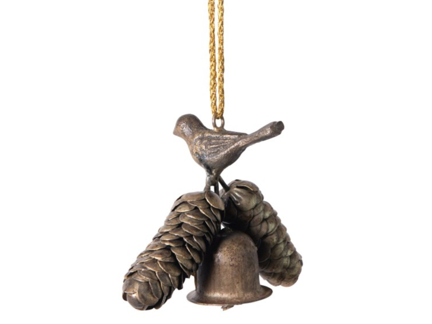 Metal Bell Ornament W/Bird