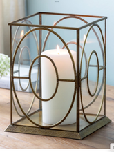 Load image into Gallery viewer, Brass &amp; Glass Hurricane Candle Holder