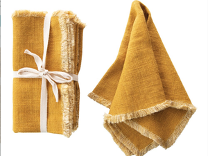 Mustard Linen Hand Towel Set