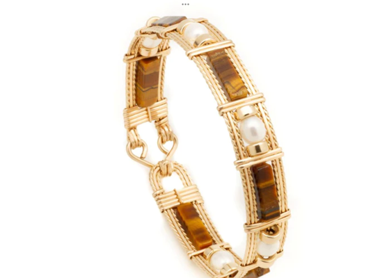 Tiger Eye Gold Wire Wrapped Bracelet