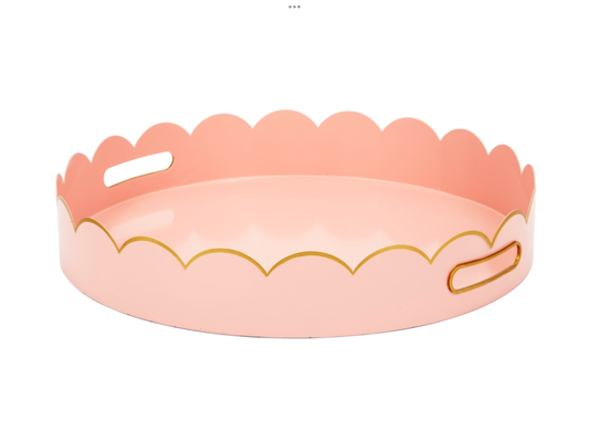 Eloise Blush & Gold  Scalloped Metal Tray