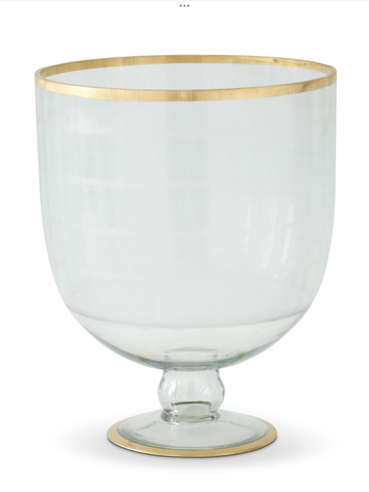 Etched Line Vase W/Gold Rim