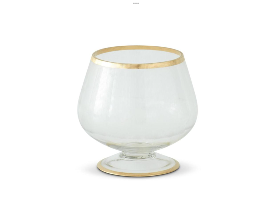 Etched Clear Glass Vase W/Gold Rim