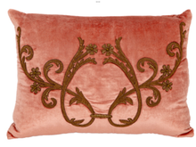 Load image into Gallery viewer, Coral Velvet Gold Embroidered