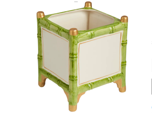 Bamboo Cachepot, Green/Gold