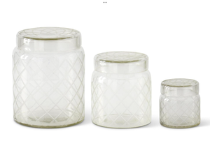 Etched Glass Lidded Canister