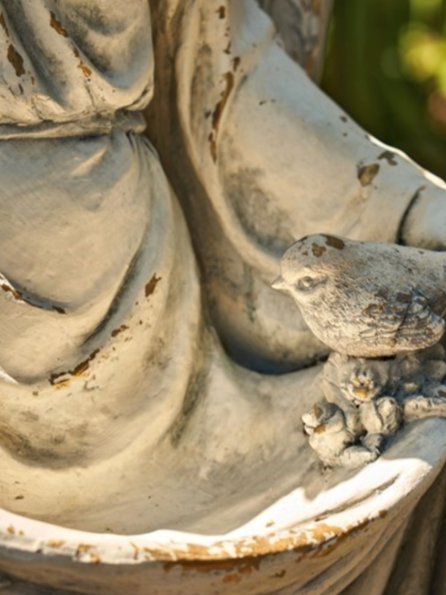 Angel Statue Holding Dress Antique Grey
