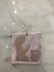 Stoneware Ornament in Linen Bag