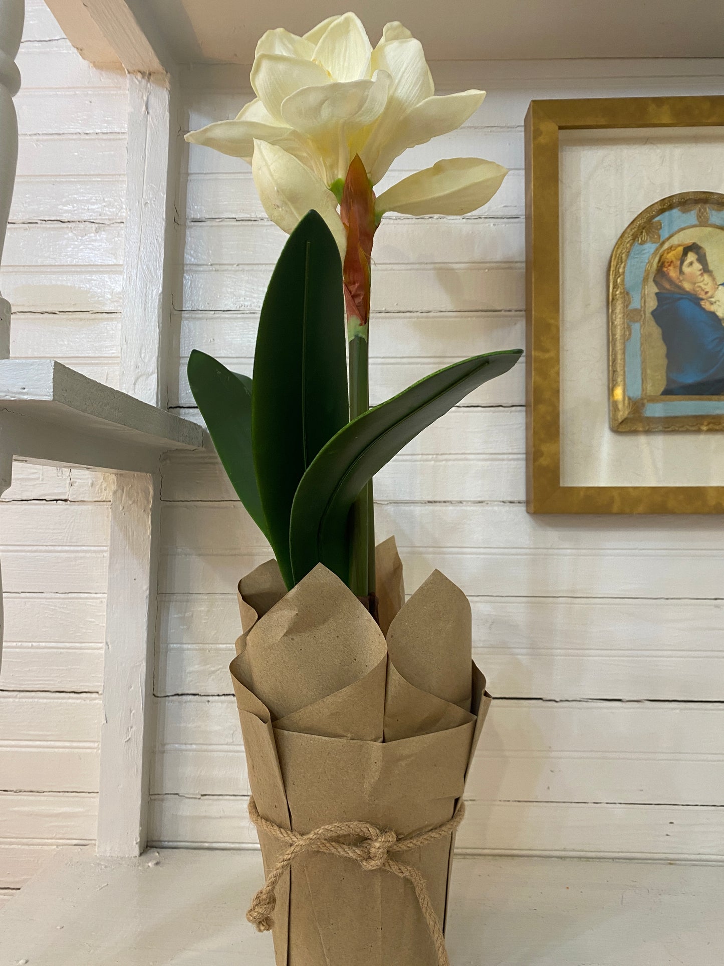 Real Touch Potted White Amaryllis $50