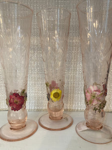 Hazel Etched Glass Vase W/ Pressed Flowers