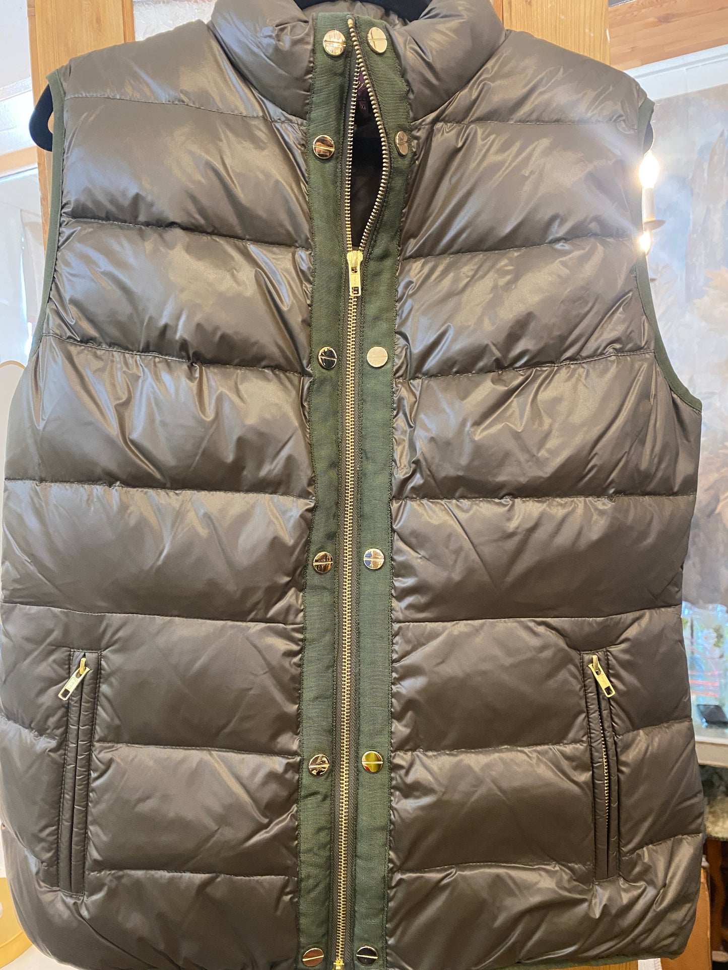 Down Vest With Gold Love Studs on Front