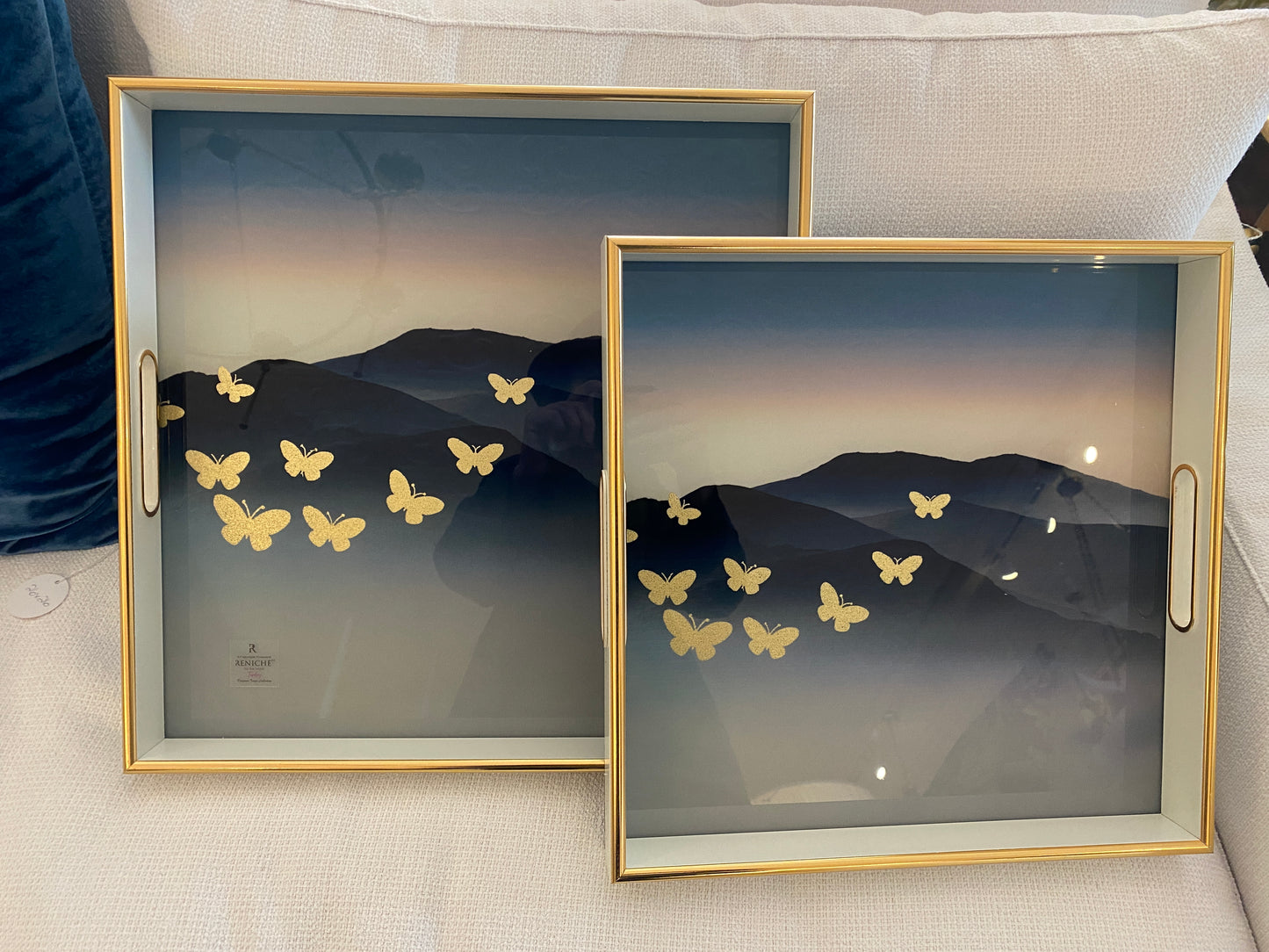Square Trays W/ Gold Butterflies