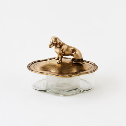 Brass/Gold Dog Container