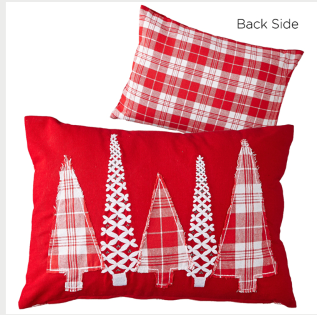 Red/White 20" Patchwork Tree Pillow