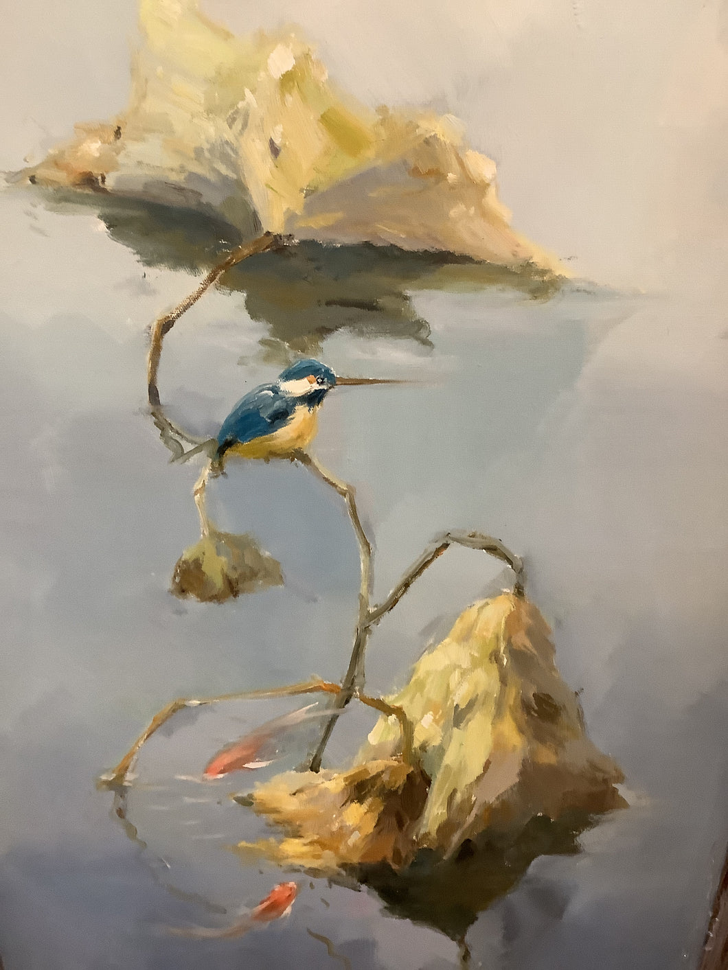 Blue Bird Over Koi Pond Art