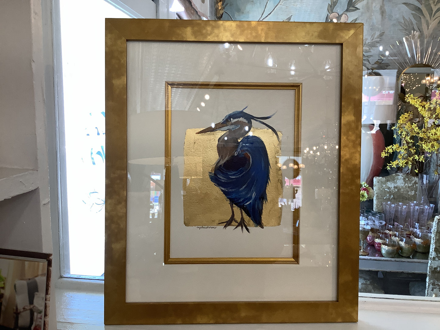 Custom Framed Blue Heron
