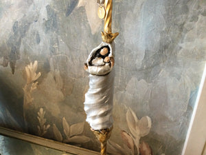 Madonna & Child Lamp W/ Light Blue Shade