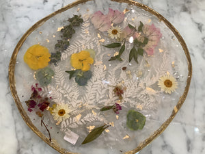 Handmade Serving Platter W/ Dried Flowers