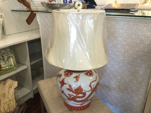 Coral/ White Table Lamp